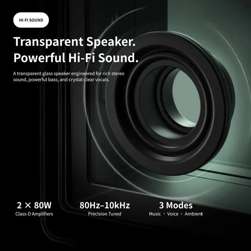 🎼 Transparent Glass Floating Lyrics Smart Speaker | Bluetooth WiFi Hi-Fi Audio with Visual Music Display for Modern Home Decor