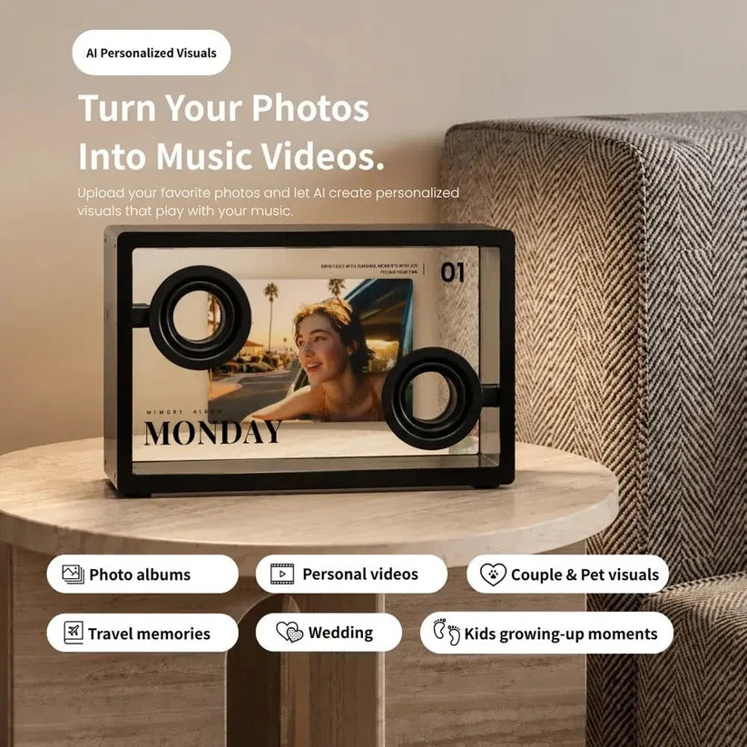🎼 Transparent Glass Floating Lyrics Smart Speaker | Bluetooth WiFi Hi-Fi Audio with Visual Music Display for Modern Home Decor