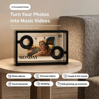 🎼 Transparent Glass Floating Lyrics Smart Speaker | Bluetooth WiFi Hi-Fi Audio with Visual Music Display for Modern Home Decor