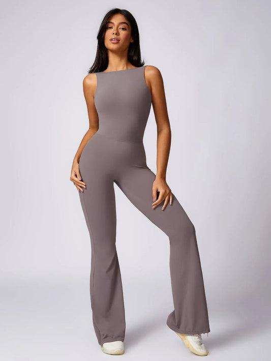Sleeveless Butt Lifting Flare Jumpsuit 31''